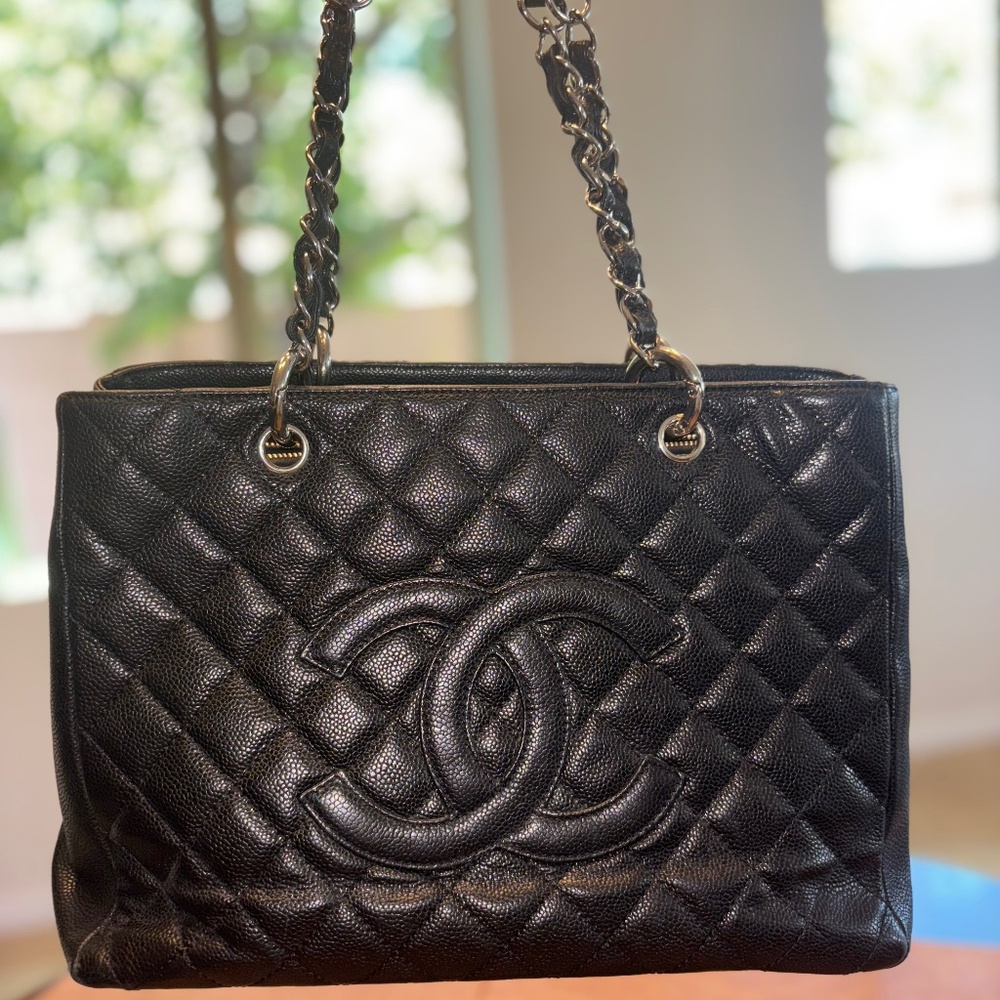 CHANEL CC GST Quilted Caviar Leather Tote Bag